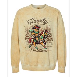 Howdy Christmas Gingerbread Man Cowboy Ride Horse Western Colorblast Crewneck Sweatshirt