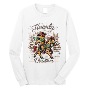 Howdy Christmas Gingerbread Man Cowboy Ride Horse Western Long Sleeve Shirt