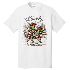 Howdy Christmas Gingerbread Man Cowboy Ride Horse Western Tall T-Shirt