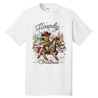 Howdy Christmas Gingerbread Man Cowboy Ride Horse Western Tall T-Shirt