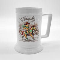 Howdy Christmas Gingerbread Man Cowboy Ride Horse Western Beer Stein