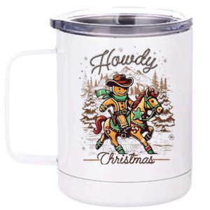 Howdy Christmas Gingerbread Man Cowboy Ride Horse Western 12 oz Stainless Steel Tumbler Cup