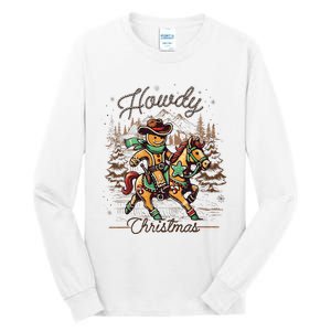 Howdy Christmas Gingerbread Man Cowboy Ride Horse Western Tall Long Sleeve T-Shirt