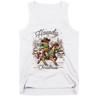 Howdy Christmas Gingerbread Man Cowboy Ride Horse Western Tank Top