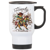 Howdy Christmas Gingerbread Man Cowboy Ride Horse Western Stainless Steel Travel Mug