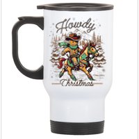 Howdy Christmas Gingerbread Man Cowboy Ride Horse Western Stainless Steel Travel Mug