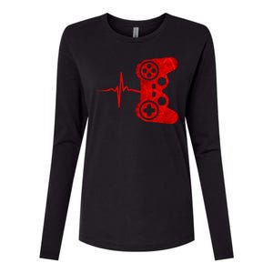 Heartbeat Controller Gamer Womens Cotton Relaxed Long Sleeve T-Shirt