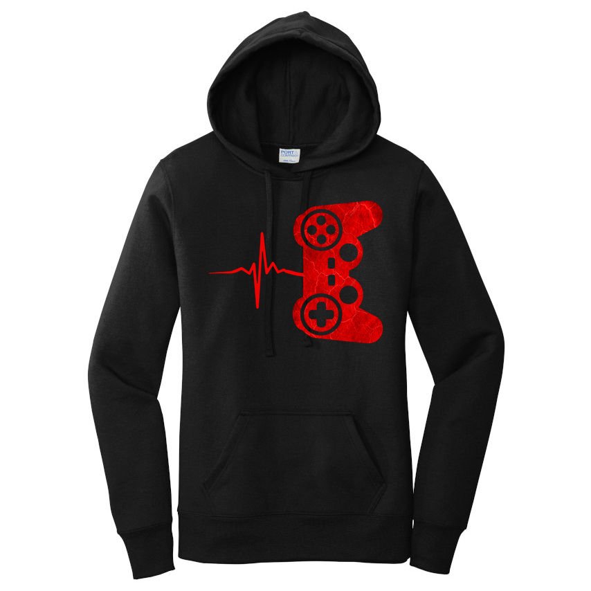 Heartbeat Controller Gamer Women's Pullover Hoodie