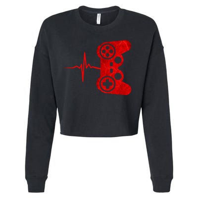 Heartbeat Controller Gamer Cropped Pullover Crew