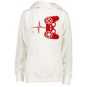 Heartbeat Controller Gamer Womens Funnel Neck Pullover Hood