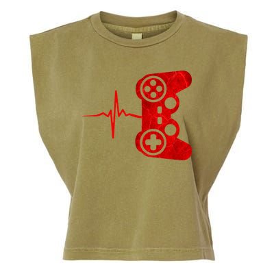 Heartbeat Controller Gamer Garment-Dyed Women's Muscle Tee