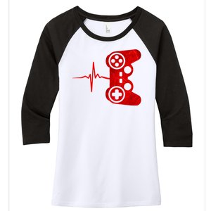 Heartbeat Controller Gamer Women's Tri-Blend 3/4-Sleeve Raglan Shirt