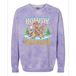 Howdy Christmas Gingerbread Man Cowboy Ride Horse Western Colorblast Crewneck Sweatshirt