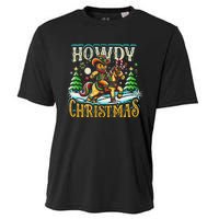 Howdy Christmas Gingerbread Man Cowboy Ride Horse Western Cooling Performance Crew T-Shirt