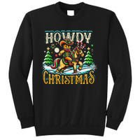 Howdy Christmas Gingerbread Man Cowboy Ride Horse Western Sweatshirt