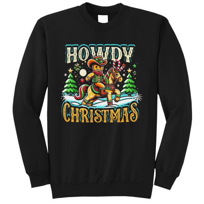 Howdy Christmas Gingerbread Man Cowboy Ride Horse Western Sweatshirt