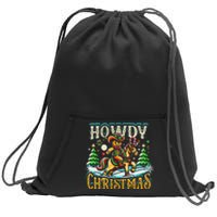 Howdy Christmas Gingerbread Man Cowboy Ride Horse Western Sweatshirt Cinch Pack Bag