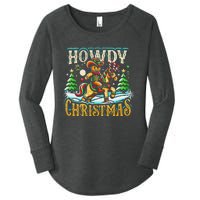 Howdy Christmas Gingerbread Man Cowboy Ride Horse Western Women's Perfect Tri Tunic Long Sleeve Shirt