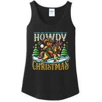 Howdy Christmas Gingerbread Man Cowboy Ride Horse Western Ladies Essential Tank