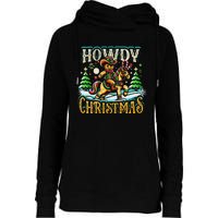 Howdy Christmas Gingerbread Man Cowboy Ride Horse Western Womens Funnel Neck Pullover Hood