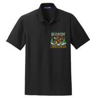 Howdy Christmas Gingerbread Man Cowboy Ride Horse Western Dry Zone Grid Polo