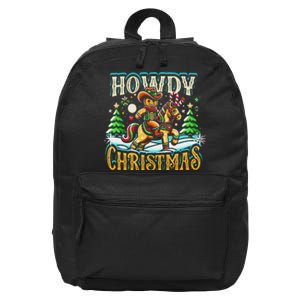 Howdy Christmas Gingerbread Man Cowboy Ride Horse Western 16 in Basic Backpack