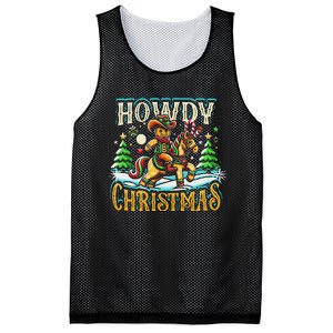 Howdy Christmas Gingerbread Man Cowboy Ride Horse Western Mesh Reversible Basketball Jersey Tank