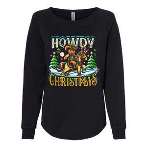 Howdy Christmas Gingerbread Man Cowboy Ride Horse Western Womens California Wash Sweatshirt