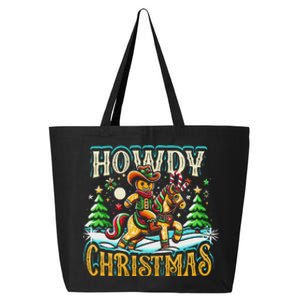 Howdy Christmas Gingerbread Man Cowboy Ride Horse Western 25L Jumbo Tote