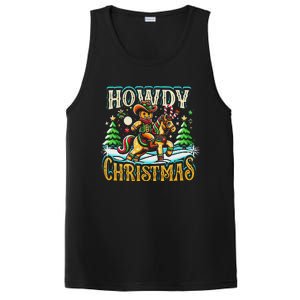 Howdy Christmas Gingerbread Man Cowboy Ride Horse Western PosiCharge Competitor Tank