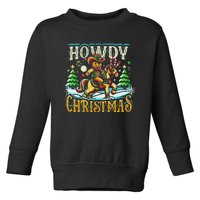 Howdy Christmas Gingerbread Man Cowboy Ride Horse Western Toddler Sweatshirt