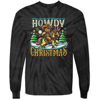 Howdy Christmas Gingerbread Man Cowboy Ride Horse Western Tie-Dye Long Sleeve Shirt