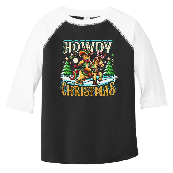 Howdy Christmas Gingerbread Man Cowboy Ride Horse Western Toddler Fine Jersey T-Shirt