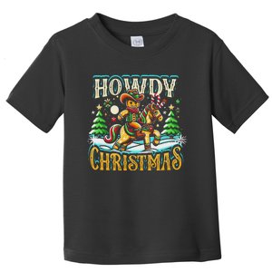 Howdy Christmas Gingerbread Man Cowboy Ride Horse Western Toddler T-Shirt