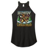 Howdy Christmas Gingerbread Man Cowboy Ride Horse Western Women's Perfect Tri Rocker Tank