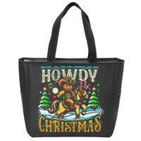 Howdy Christmas Gingerbread Man Cowboy Ride Horse Western Zip Tote Bag