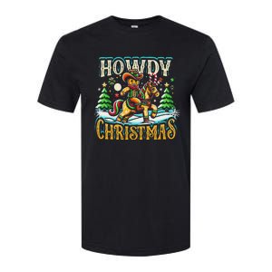 Howdy Christmas Gingerbread Man Cowboy Ride Horse Western Softstyle CVC T-Shirt