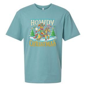 Howdy Christmas Gingerbread Man Cowboy Ride Horse Western Sueded Cloud Jersey T-Shirt