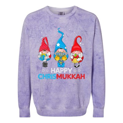 Happy Chrismukkah Gnomes Christmas Hanukkah Jewish Holiday Colorblast Crewneck Sweatshirt