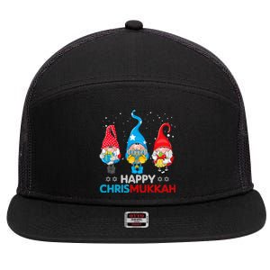 Happy Chrismukkah Gnomes Christmas Hanukkah Jewish Holiday 7 Panel Mesh Trucker Snapback Hat