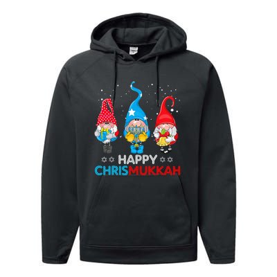 Happy Chrismukkah Gnomes Christmas Hanukkah Jewish Holiday Performance Fleece Hoodie