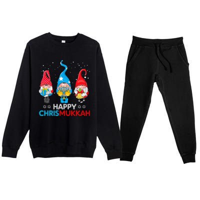 Happy Chrismukkah Gnomes Christmas Hanukkah Jewish Holiday Premium Crewneck Sweatsuit Set