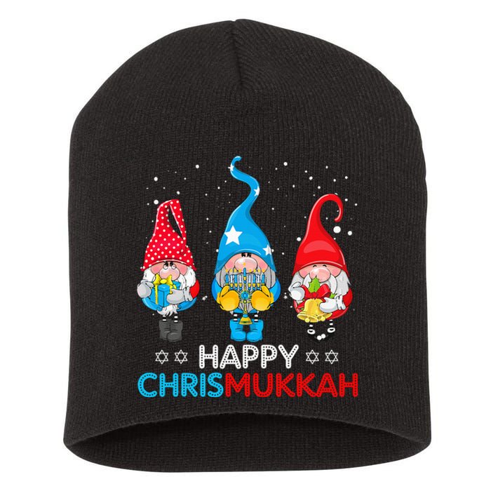 Happy Chrismukkah Gnomes Christmas Hanukkah Jewish Holiday Short Acrylic Beanie