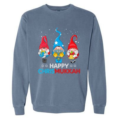 Happy Chrismukkah Gnomes Christmas Hanukkah Jewish Holiday Garment-Dyed Sweatshirt