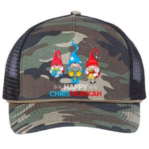 Happy Chrismukkah Gnomes Christmas Hanukkah Jewish Holiday Retro Rope Trucker Hat Cap