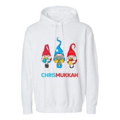 Happy Chrismukkah Gnomes Christmas Hanukkah Jewish Holiday Garment-Dyed Fleece Hoodie