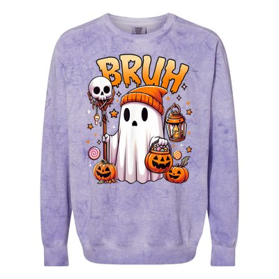 Halloween Cute Ghost Trick Or Treat Candy Bruh Ghost Gift Colorblast Crewneck Sweatshirt