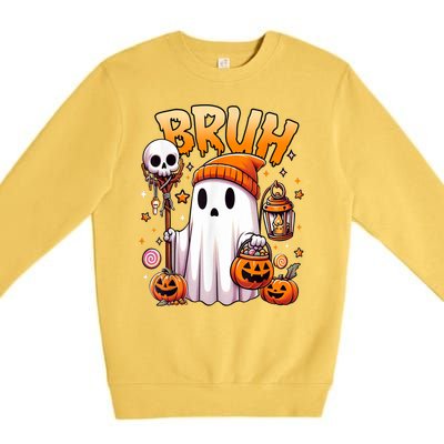 Halloween Cute Ghost Trick Or Treat Candy Bruh Ghost Gift Premium Crewneck Sweatshirt