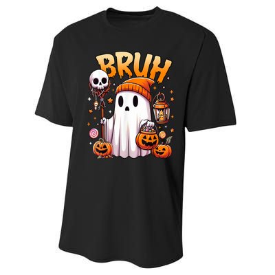 Halloween Cute Ghost Trick Or Treat Candy Bruh Ghost Gift Performance Sprint T-Shirt