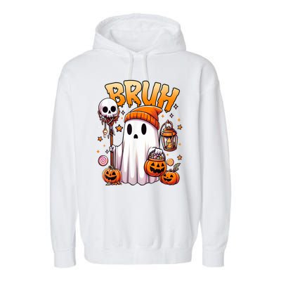 Halloween Cute Ghost Trick Or Treat Candy Bruh Ghost Gift Garment-Dyed Fleece Hoodie